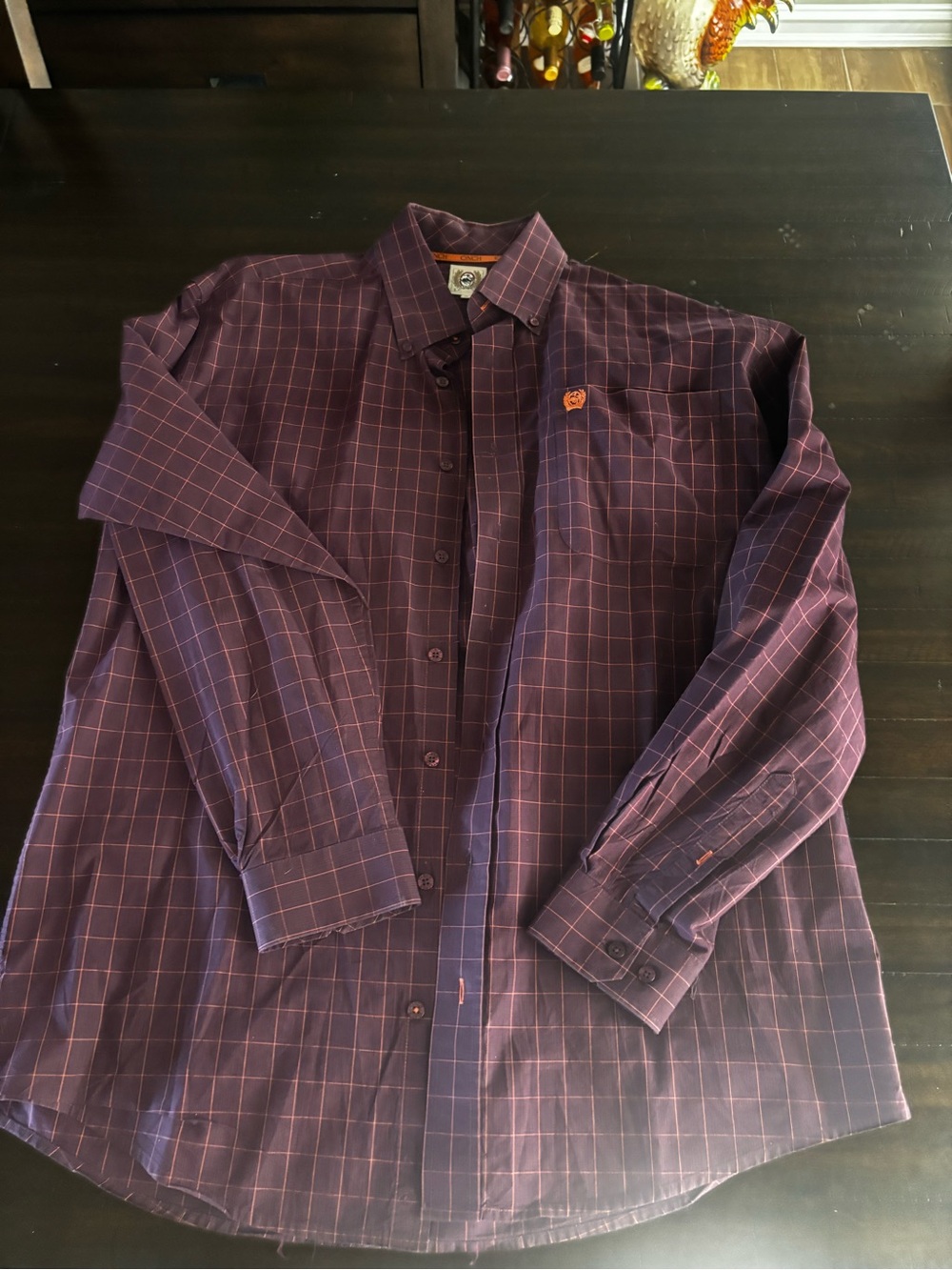 Cinch Purple Windowpane Button-Down Dress Shirt